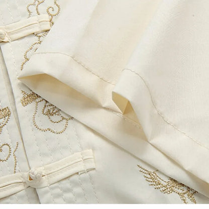 Chinese Men Cotton Kung Fu Suit Embroidery  Wu Shu Uniform Tai Chi Clothing Short Sleeve Shirt+Pant M L XL XXL XXXL MS013