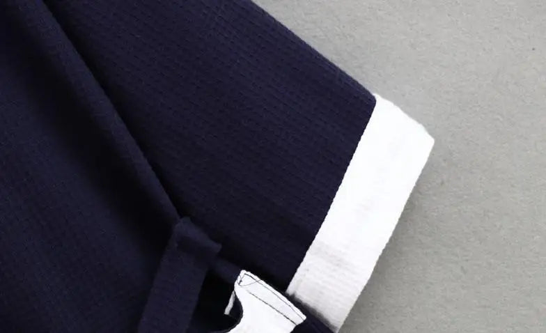 Cotton Waffle Men Kimono Bathrobe Gown Sleepwear Couple Black Robe Nightwear Loose Casual Sauna Yukata Spring Summer Home Wear