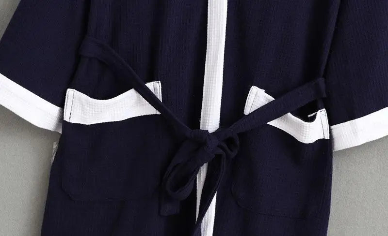 Cotton Waffle Men Kimono Bathrobe Gown Sleepwear Couple Black Robe Nightwear Loose Casual Sauna Yukata Spring Summer Home Wear