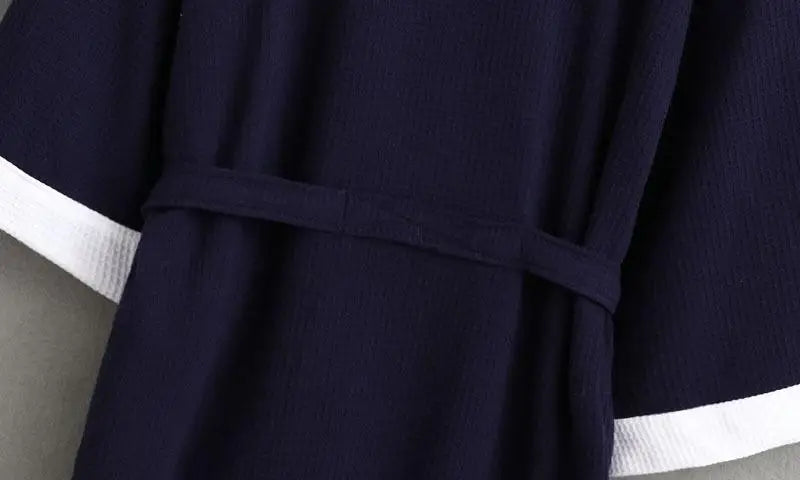 Cotton Waffle Men Kimono Bathrobe Gown Sleepwear Couple Black Robe Nightwear Loose Casual Sauna Yukata Spring Summer Home Wear