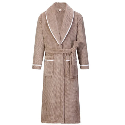 Winter Autumn Thicken Lapel Kimono Shower Robe Men's Warm Flannel Bathrobe Sleepwear with Pocket Loungewear Plus Size 3Xl 4Xl