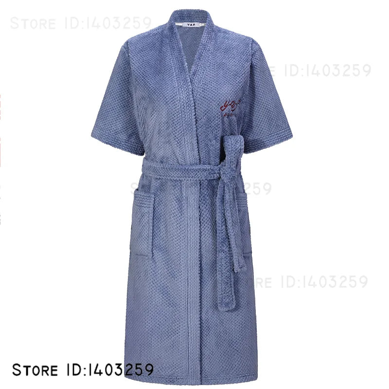 Plus Size 3XL Flannel Robe Kimono Bathrobe Gown Winter New Couple Sleepwear Home Clothes Loose Coral Fleece Nightwear Loungewear