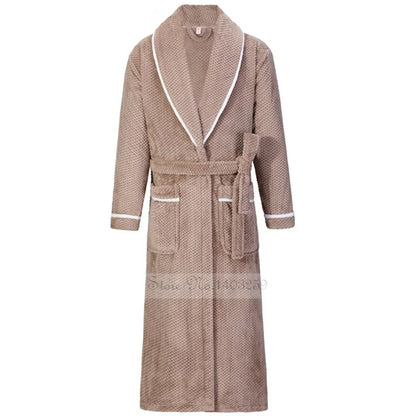 Plus Size 3XL 4XL Couple Flannel Robe Kimono Bathrobe Gown Thickened Coral Fleece Sleepwear Female Long Nightgown Loose Homewear
