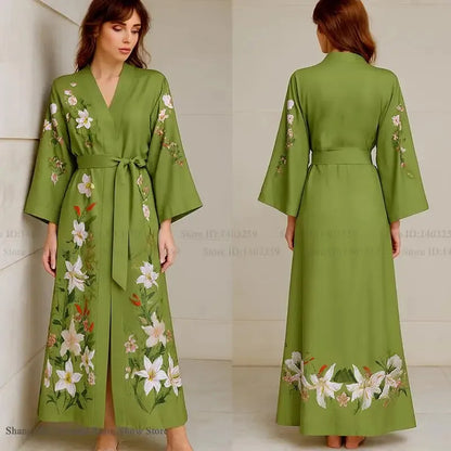 Oversize Long Robe Spring Summer Women Sleepwear Kimono Bathrobe Gown Sexy Satin Nightwear Nightgown Loose Home Dress Loungewear