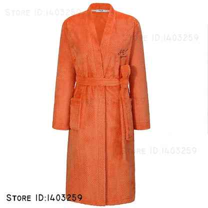 Plus Size 3XL Flannel Robe Kimono Bathrobe Gown Winter New Couple Sleepwear Home Clothes Loose Coral Fleece Nightwear Loungewear