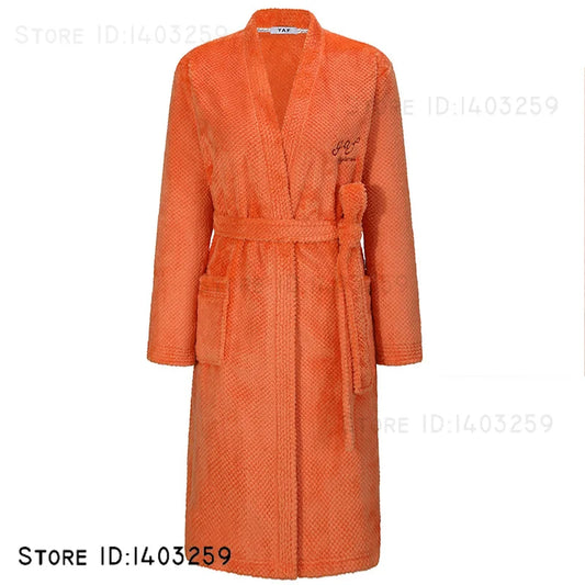 Plus Size 3XL Flannel Robe Kimono Bathrobe Gown Winter New Couple Sleepwear Home Clothes Loose Coral Fleece Nightwear Loungewear