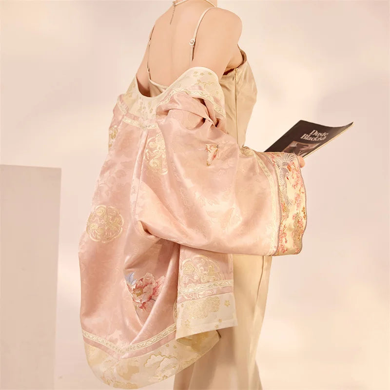 Chinese Style Tang Clothes Jacquard Embroidery Hanfu Cardigan Coat Retro V-Neck Qipao Top Jacket Spring Summer Women's Outwear
