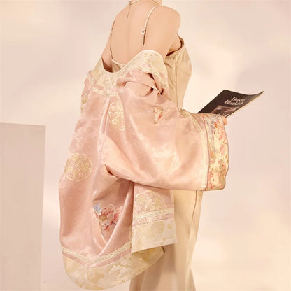 Chinese Style Tang Clothes Jacquard Embroidery Hanfu Cardigan Coat Retro V-Neck Qipao Top Jacket Spring Summer Women's Outwear