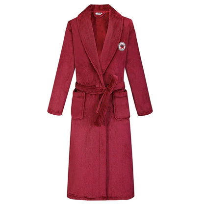 Winter Autumn Thicken Lapel Kimono Shower Robe Men's Warm Flannel Bathrobe Sleepwear with Pocket Loungewear Plus Size 3Xl 4Xl