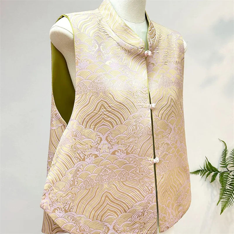 New Chinese Style Tang Clothes Women Tops Jacquard Embroidery Phoenix Qipao Vest Outwear Vintage Hanfu Waistcoat Jacket Big Size