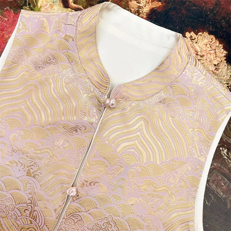 New Chinese Style Tang Clothes Women Tops Jacquard Embroidery Phoenix Qipao Vest Outwear Vintage Hanfu Waistcoat Jacket Big Size