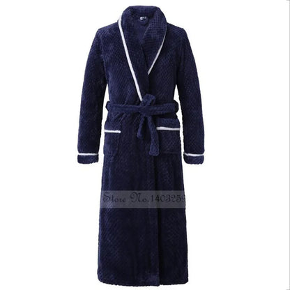 Plus Size 3XL 4XL Couple Flannel Robe Kimono Bathrobe Gown Thickened Coral Fleece Sleepwear Female Long Nightgown Loose Homewear