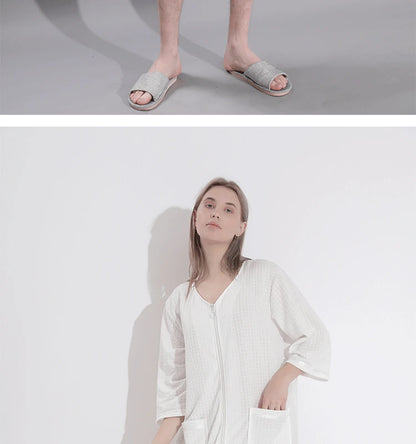 Plus Size 3XL Spring Summer Waffle Kimono Bathrobe Gown Couple Robe Nightgown Women Sleepwear Loose Casual Home Wear Loungewear