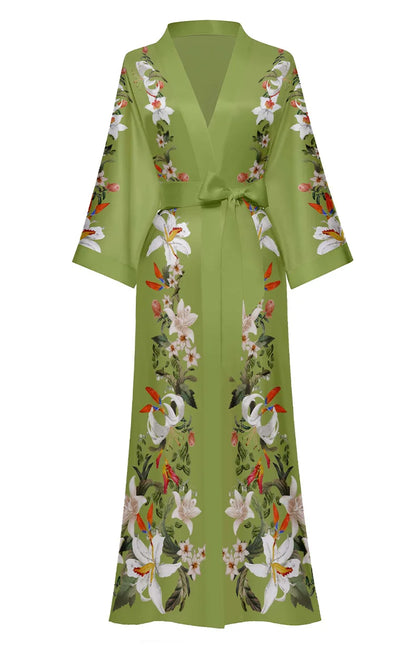 Oversize Long Robe Spring Summer Women Sleepwear Kimono Bathrobe Gown Sexy Satin Nightwear Nightgown Loose Home Dress Loungewear
