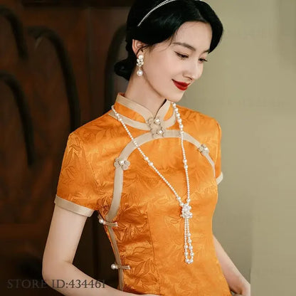 Classic Tradition China Qipao Big Size Chinese Dress Women Elegant Long Cheongsam Sexy Jacquard Vestidos Evening Party Dress 3XL