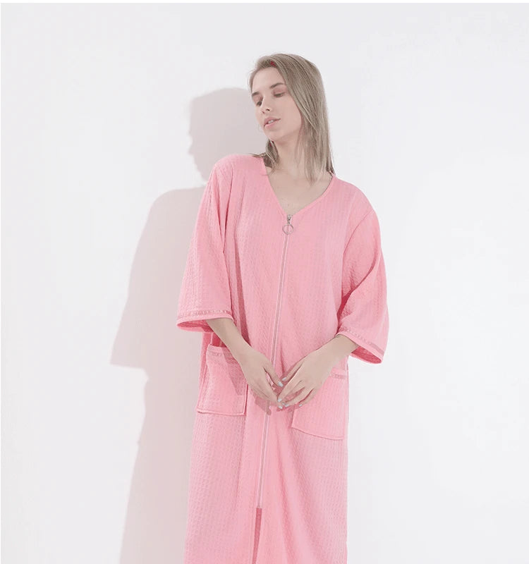 Plus Size 3XL Spring Summer Waffle Kimono Bathrobe Gown Couple Robe Nightgown Women Sleepwear Loose Casual Home Wear Loungewear