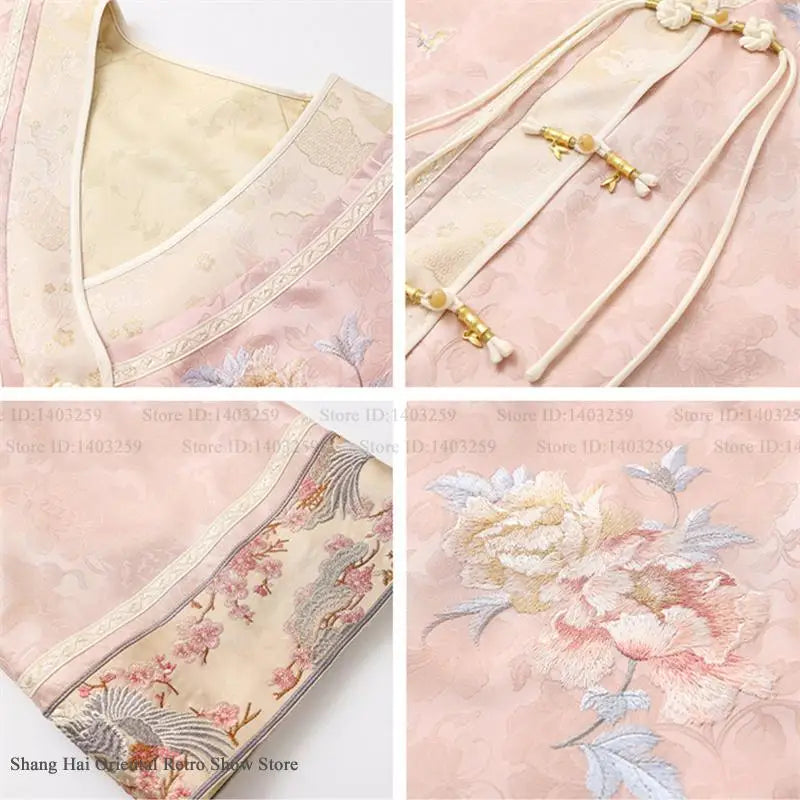 Chinese Style Tang Clothes Jacquard Embroidery Hanfu Cardigan Coat Retro V-Neck Qipao Top Jacket Spring Summer Women's Outwear