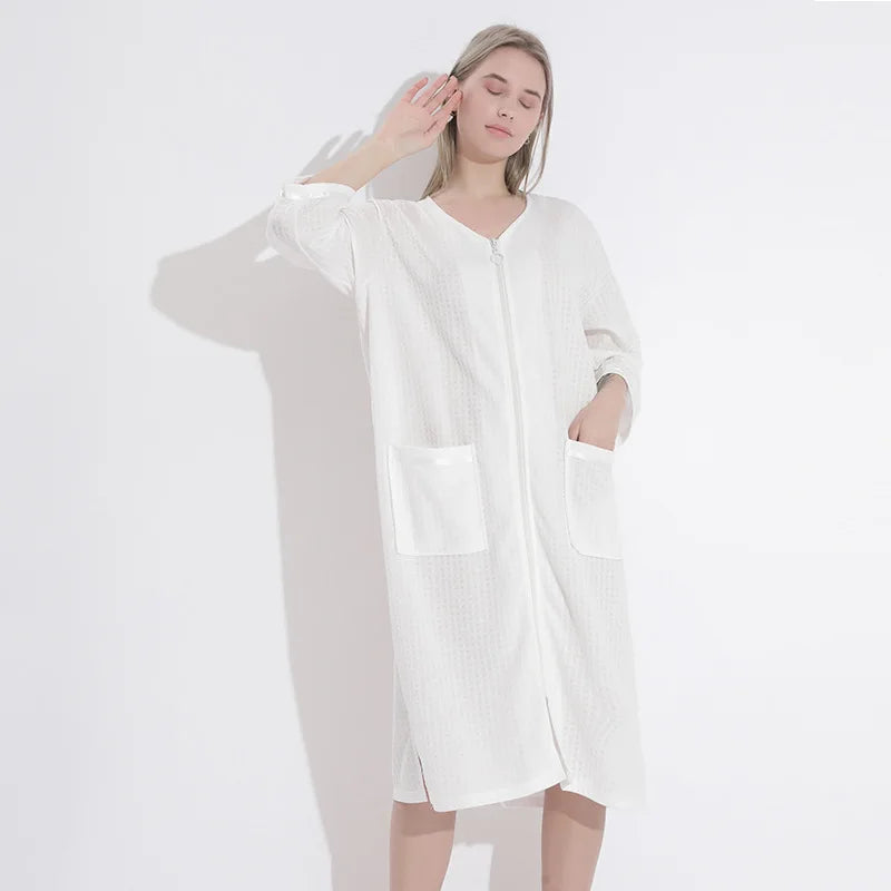 Plus Size 3XL Spring Summer Waffle Kimono Bathrobe Gown Couple Robe Nightgown Women Sleepwear Loose Casual Home Wear Loungewear
