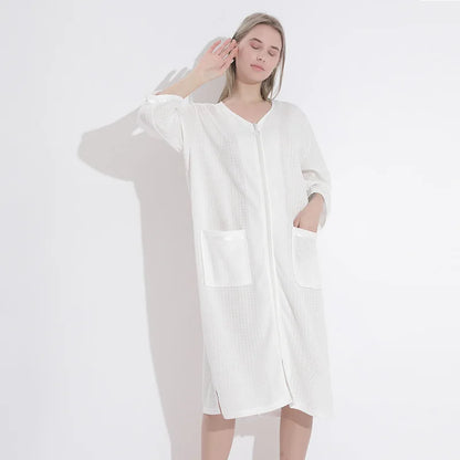 Plus Size 3XL Spring Summer Waffle Kimono Bathrobe Gown Couple Robe Nightgown Women Sleepwear Loose Casual Home Wear Loungewear