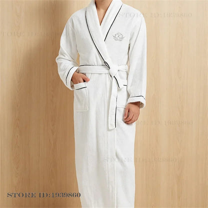 Thicken Cotton Terry Couple Sleepwear Long Robe Homewear New Nightwear Towel Bathrobe Kimono Gown Loose Casual Loungewear