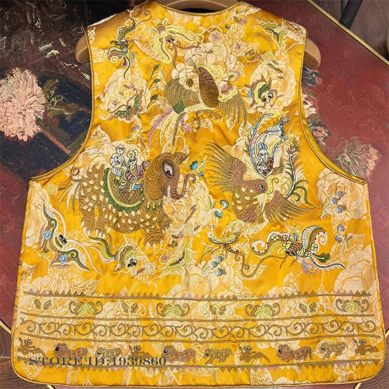 Chinese Style High-Quality Sleeveless Jacket Coat Heavy Embroidery Women's Vest Qipao Top Vintage Classic Cheongsam Waistcoat