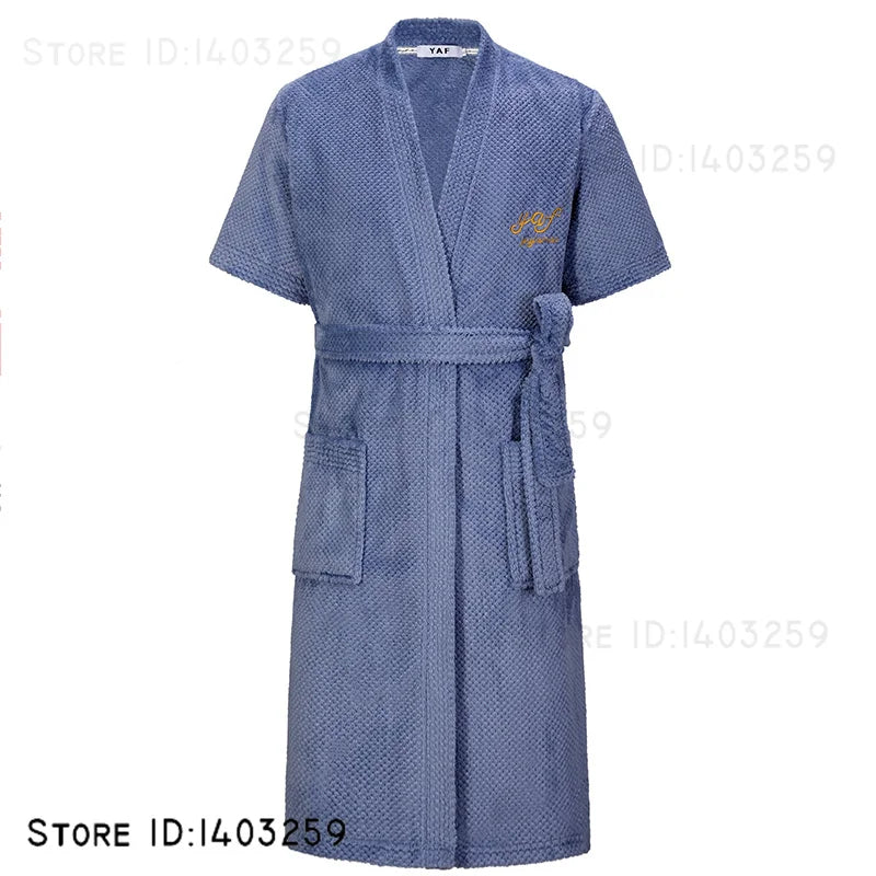 Plus Size 3XL Flannel Robe Kimono Bathrobe Gown Winter New Couple Sleepwear Home Clothes Loose Coral Fleece Nightwear Loungewear