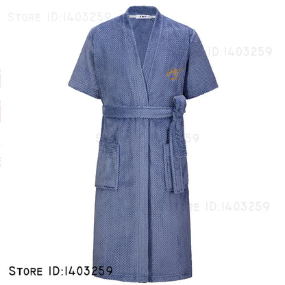 Plus Size 3XL Flannel Robe Kimono Bathrobe Gown Winter New Couple Sleepwear Home Clothes Loose Coral Fleece Nightwear Loungewear