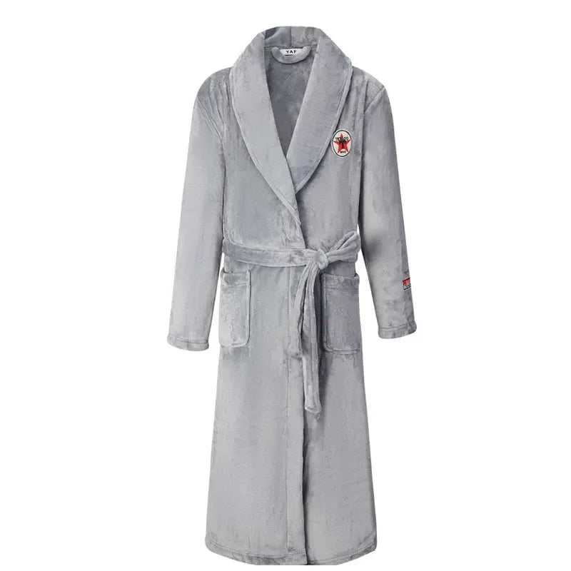 Winter Autumn Thicken Lapel Kimono Shower Robe Men's Warm Flannel Bathrobe Sleepwear with Pocket Loungewear Plus Size 3Xl 4Xl