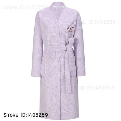 Plus Size 3XL Flannel Robe Kimono Bathrobe Gown Winter New Couple Sleepwear Home Clothes Loose Coral Fleece Nightwear Loungewear