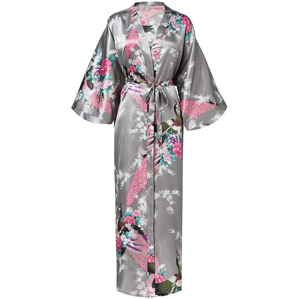 Luxury Jacquard Long Robe Nightgown Women Half Sleeve Kimono Bathrobe Gown Satin Ice Silk Sleepwear Sexy Home Dress Lounge Wear