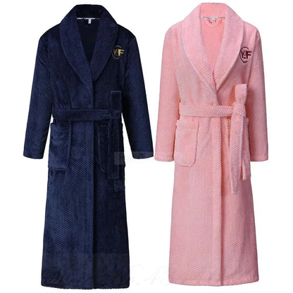 Oversize 3XL 4XL Winter Thicken Warm Sleepwear Kimono Bathrobe Gown Flannel Men Long Robe Loose Coral Fleece Homewear Loungewear