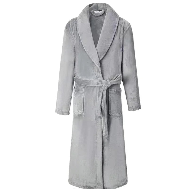 Winter Autumn Thicken Lapel Kimono Shower Robe Men's Warm Flannel Bathrobe Sleepwear with Pocket Loungewear Plus Size 3Xl 4Xl