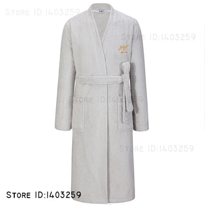 Plus Size 3XL Flannel Robe Kimono Bathrobe Gown Winter New Couple Sleepwear Home Clothes Loose Coral Fleece Nightwear Loungewear