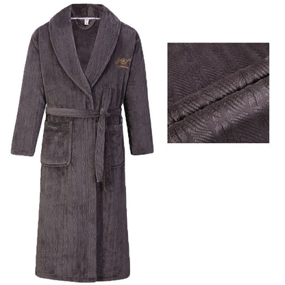 Autumn Winter Flannel Long Robe Couple Thicked Warm Sleepwear Men Casual Bathrobe Gown Plus Size Nightgown Women Loose Home Wear