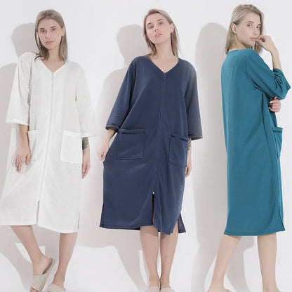 Plus Size 3XL Spring Summer Waffle Kimono Bathrobe Gown Couple Robe Nightgown Women Sleepwear Loose Casual Home Wear Loungewear