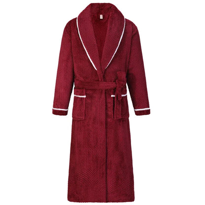 Winter Autumn Thicken Lapel Kimono Shower Robe Men's Warm Flannel Bathrobe Sleepwear with Pocket Loungewear Plus Size 3Xl 4Xl