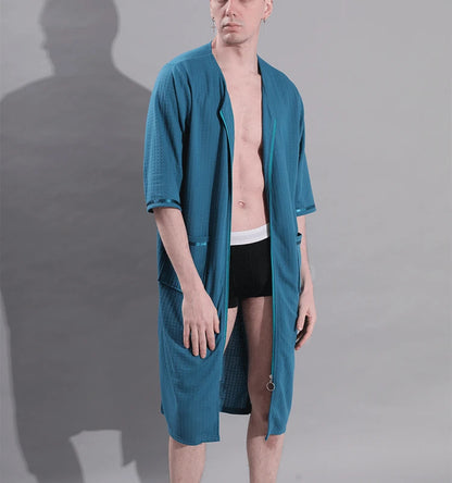 Plus Size 3XL Spring Summer Waffle Kimono Bathrobe Gown Couple Robe Nightgown Women Sleepwear Loose Casual Home Wear Loungewear