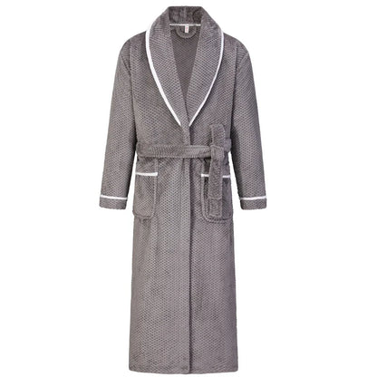 Winter Autumn Thicken Lapel Kimono Shower Robe Men's Warm Flannel Bathrobe Sleepwear with Pocket Loungewear Plus Size 3Xl 4Xl