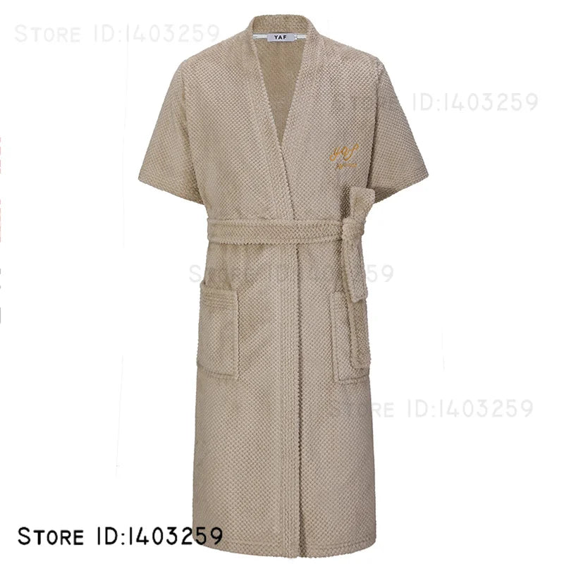 Plus Size 3XL Flannel Robe Kimono Bathrobe Gown Winter New Couple Sleepwear Home Clothes Loose Coral Fleece Nightwear Loungewear