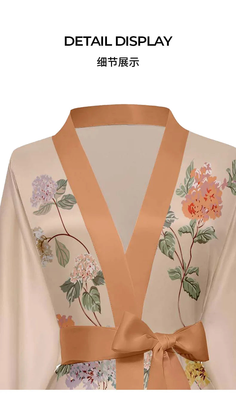 Oversize Long Robe Spring Summer Women Sleepwear Kimono Bathrobe Gown Sexy Satin Nightwear Nightgown Loose Home Dress Loungewear
