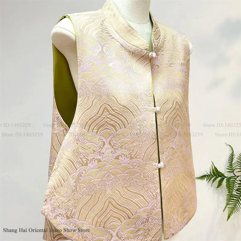 New Chinese Style Tang Clothes Women Tops Jacquard Embroidery Phoenix Qipao Vest Outwear Vintage Hanfu Waistcoat Jacket Big Size
