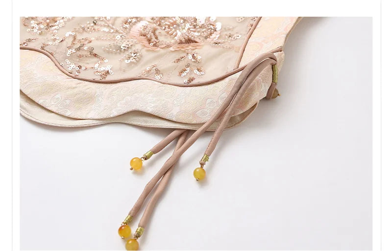 New Chinese Style Women Vest Traditional Tang Clothes Qipao Tops Luxury Sequin Bead Waistcoat Jacket Sexy Sleeveless Blouse Coat