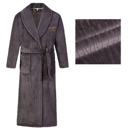 Autumn Winter Flannel Long Robe Couple Thicked Warm Sleepwear Men Casual Bathrobe Gown Plus Size Nightgown Women Loose Home Wear
