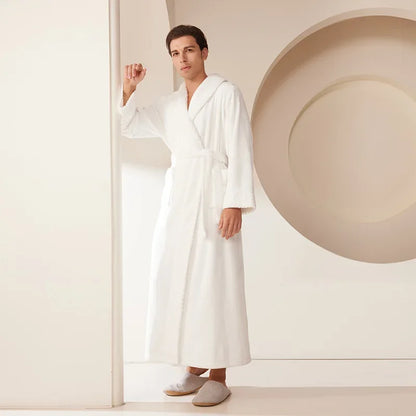 Autumn Winter Coral Fleece Sleepwear Thicken Warm Flannel Couple's Long Robe Men's Kimono Bathrobe Gown Home Clothes Lounge Wear