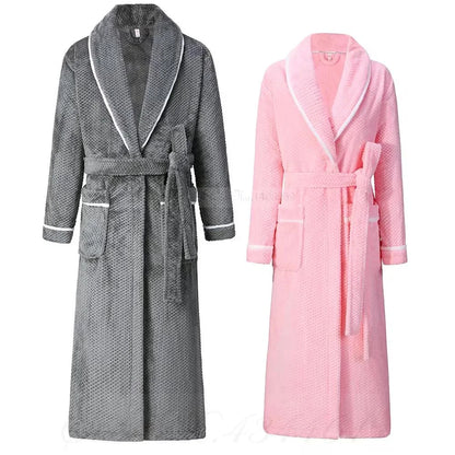 Oversize 3XL 4XL Winter Thicken Warm Sleepwear Kimono Bathrobe Gown Flannel Men Long Robe Loose Coral Fleece Homewear Loungewear