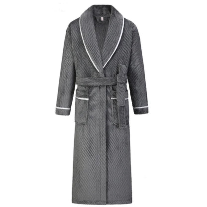 Winter Autumn Thicken Lapel Kimono Shower Robe Men's Warm Flannel Bathrobe Sleepwear with Pocket Loungewear Plus Size 3Xl 4Xl