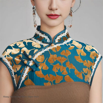 Chinese New Year Chesongam Sexy Long Split Vestidos Festival Party Dress Tradition Mandarin Collar Qipao Hanfu Chinese Dress
