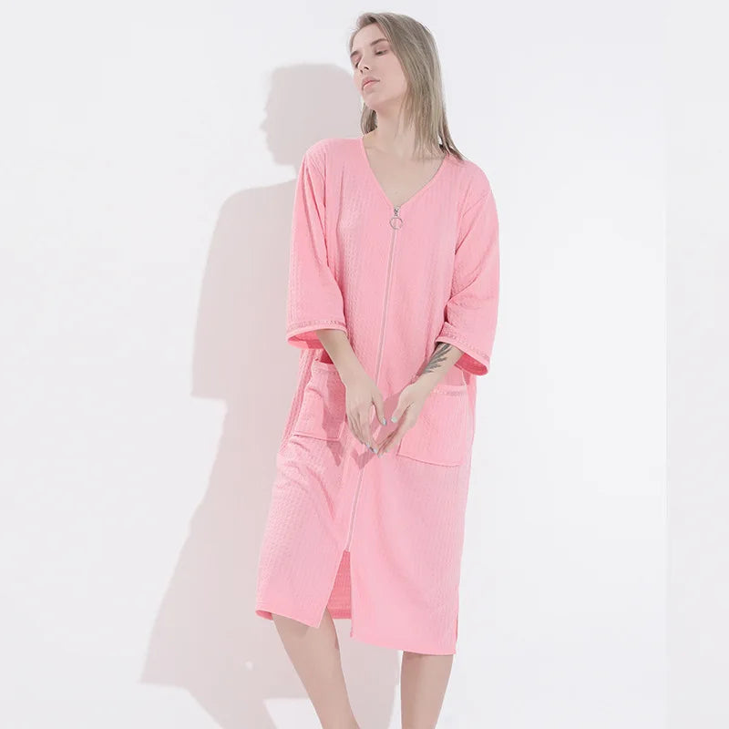 Plus Size 3XL Spring Summer Waffle Kimono Bathrobe Gown Couple Robe Nightgown Women Sleepwear Loose Casual Home Wear Loungewear