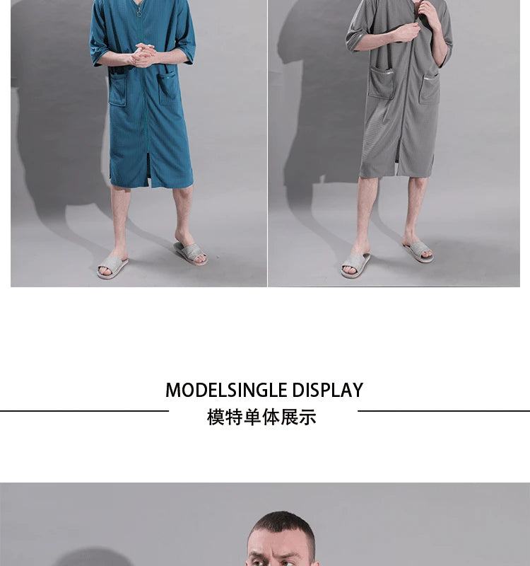 Plus Size 3XL Spring Summer Waffle Kimono Bathrobe Gown Couple Robe Nightgown Women Sleepwear Loose Casual Home Wear Loungewear
