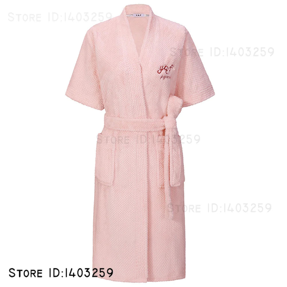 Plus Size 3XL Flannel Robe Kimono Bathrobe Gown Winter New Couple Sleepwear Home Clothes Loose Coral Fleece Nightwear Loungewear